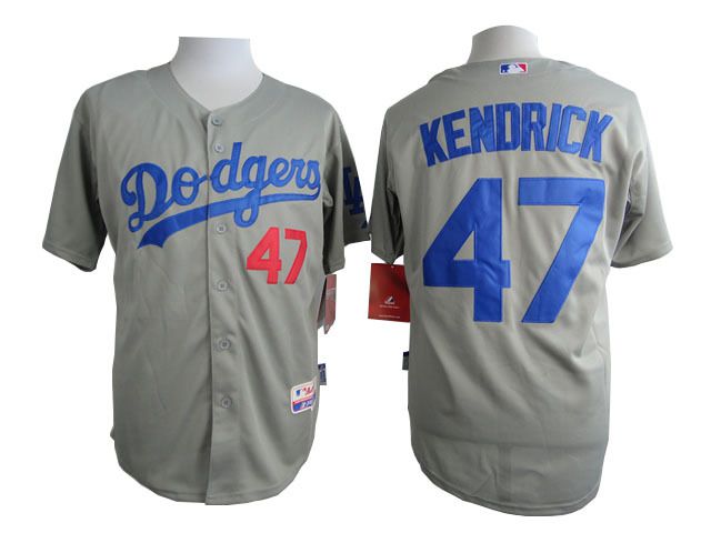 Men Los Angeles Dodgers 47 Kendrick Grey MLB Jerseys